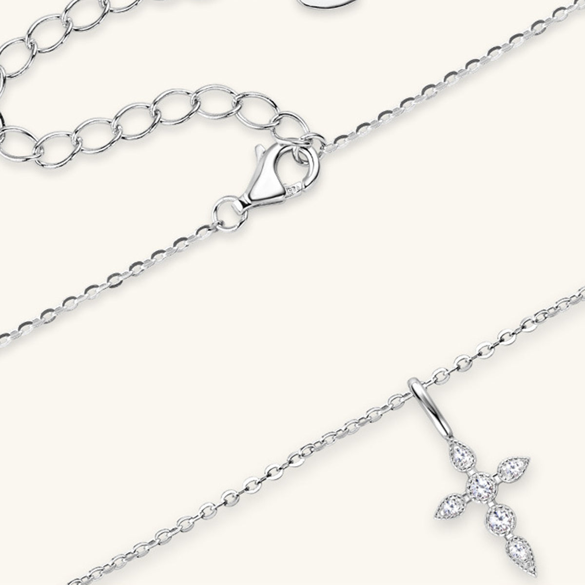 Women's 925 Sterling Silver Moissanite Cross Pendant Necklace