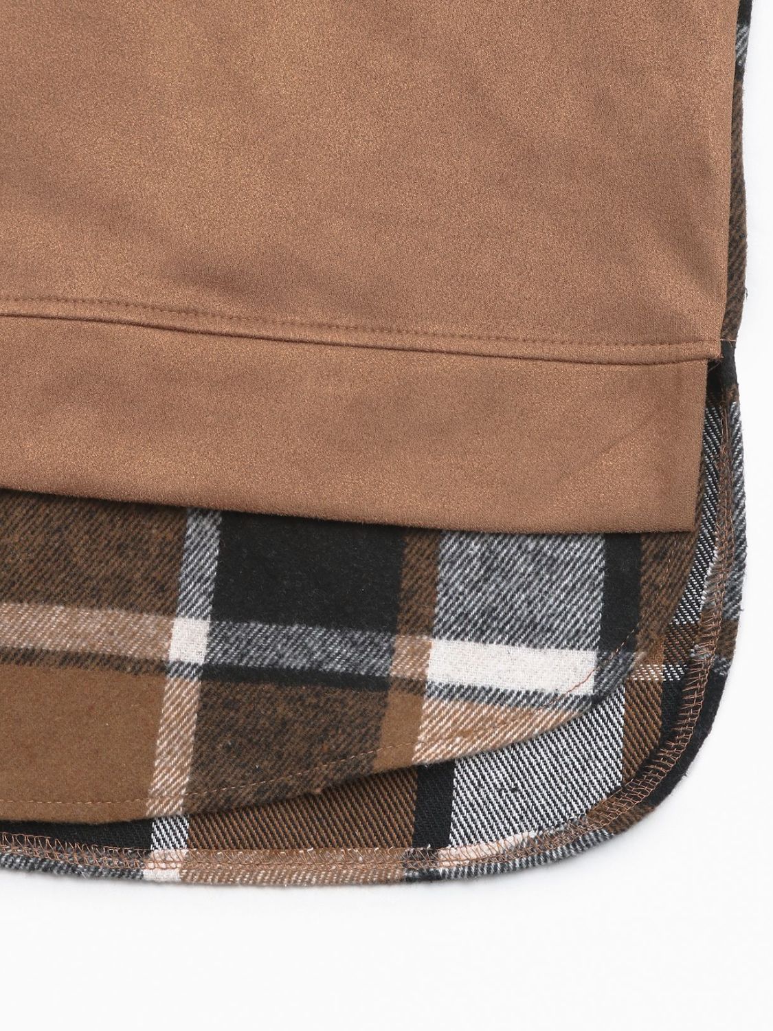 Blueberi B Women’s Perfee Drawstring Slit Plaid Long Sleeve Hoodie Polyester Elastane Size S-XL