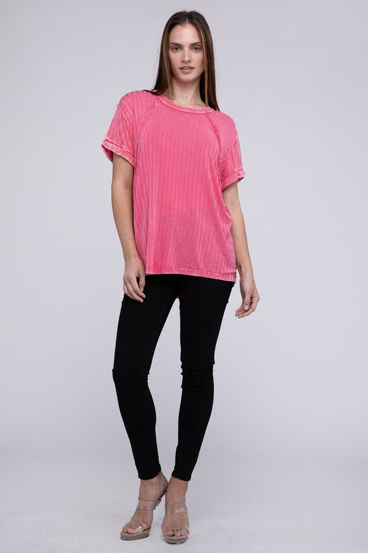 Zenana Women’s Ribbed Raglan Dolman Sleeve Boat-Neck Top Rayon Spandex Size S/M L/XL