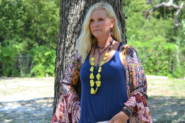 Double Strand Blue Lapis with Copper Feather Necklace