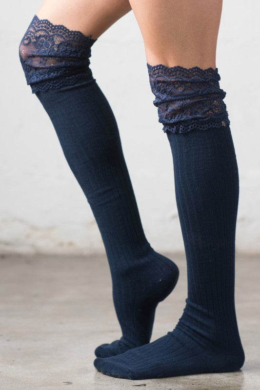 Women’s Lace Topped Over the Knee Socks