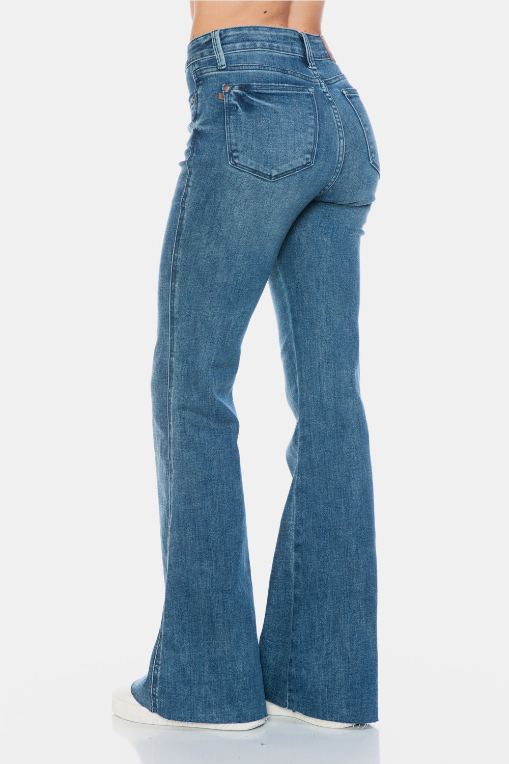 Judy Blue Women’s Full Size Tummy Control Cut Hem Flare Jeans Cotton Polyester Rayon Lycra Size 0-24W