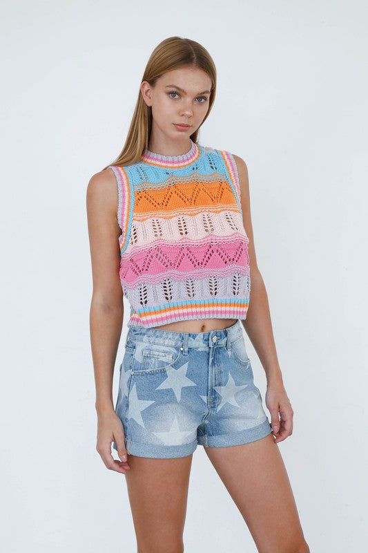 Star Print Denim Shorts