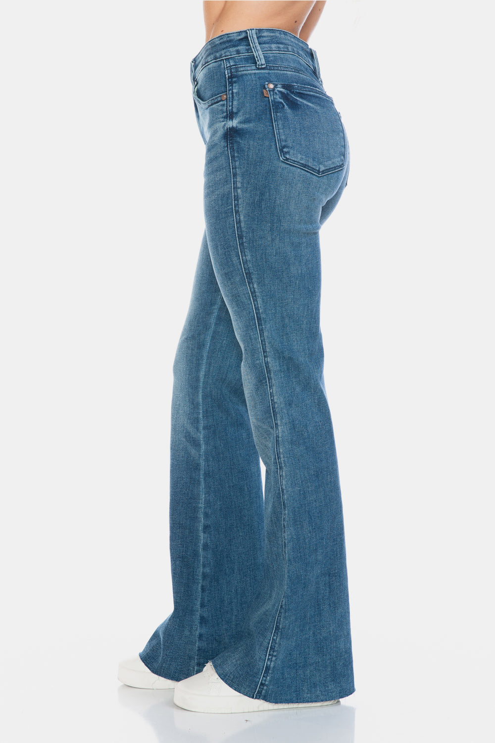 Judy Blue Women’s Full Size Tummy Control Cut Hem Flare Jeans Cotton Polyester Rayon Lycra Size 0-24W