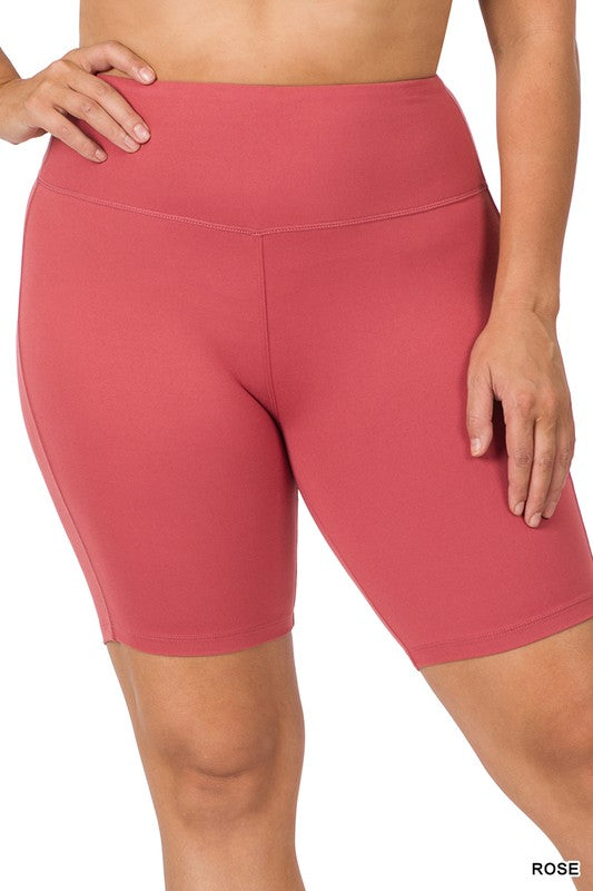 Zenana Clothing Plus Size Brushed Wide Waistband Biker Shorts