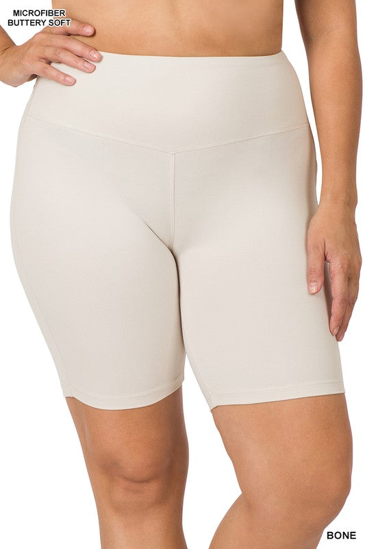 Zenana Clothing Plus Size Brushed Wide Waistband Biker Shorts