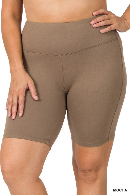 Zenana Clothing Plus Size Brushed Wide Waistband Biker Shorts