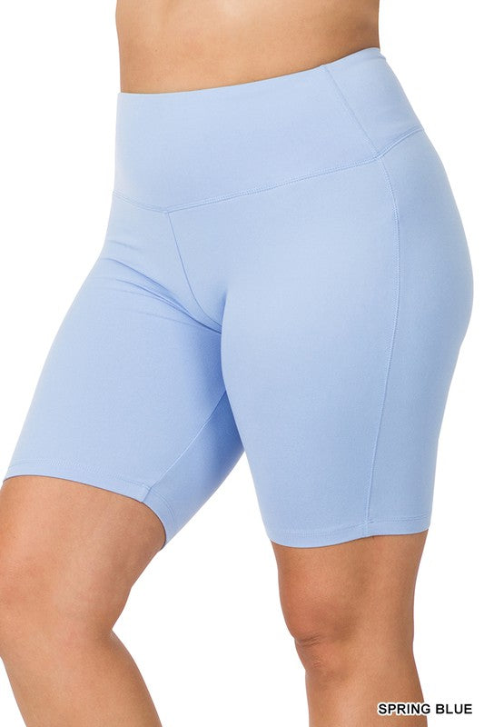 Zenana Clothing Plus Size Brushed Wide Waistband Biker Shorts