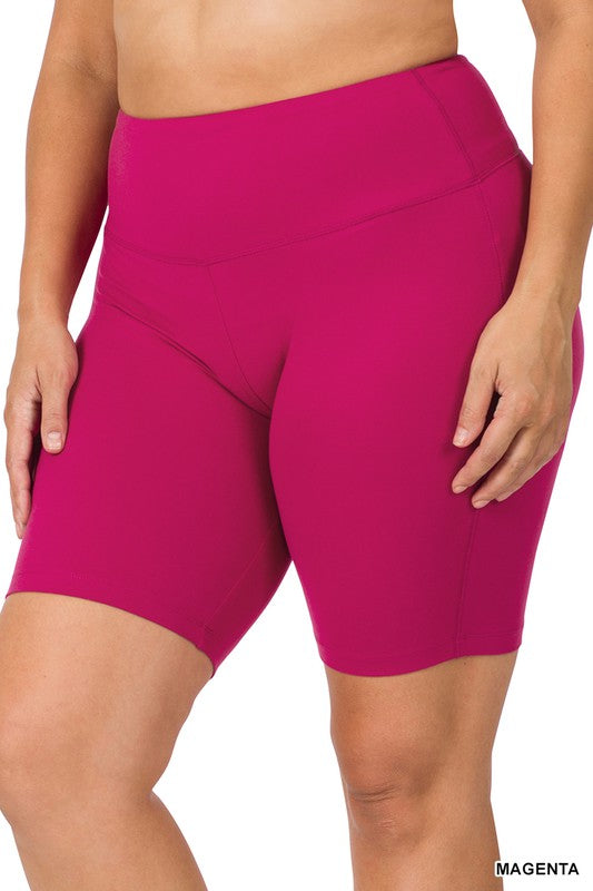 Zenana Clothing Plus Size Brushed Wide Waistband Biker Shorts