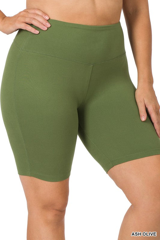 Zenana Clothing Plus Size Brushed Wide Waistband Biker Shorts