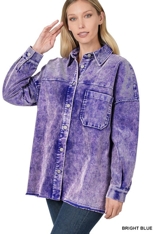 Zenana Clothing Oversized Premium Vintage Washed Corduroy Shacket