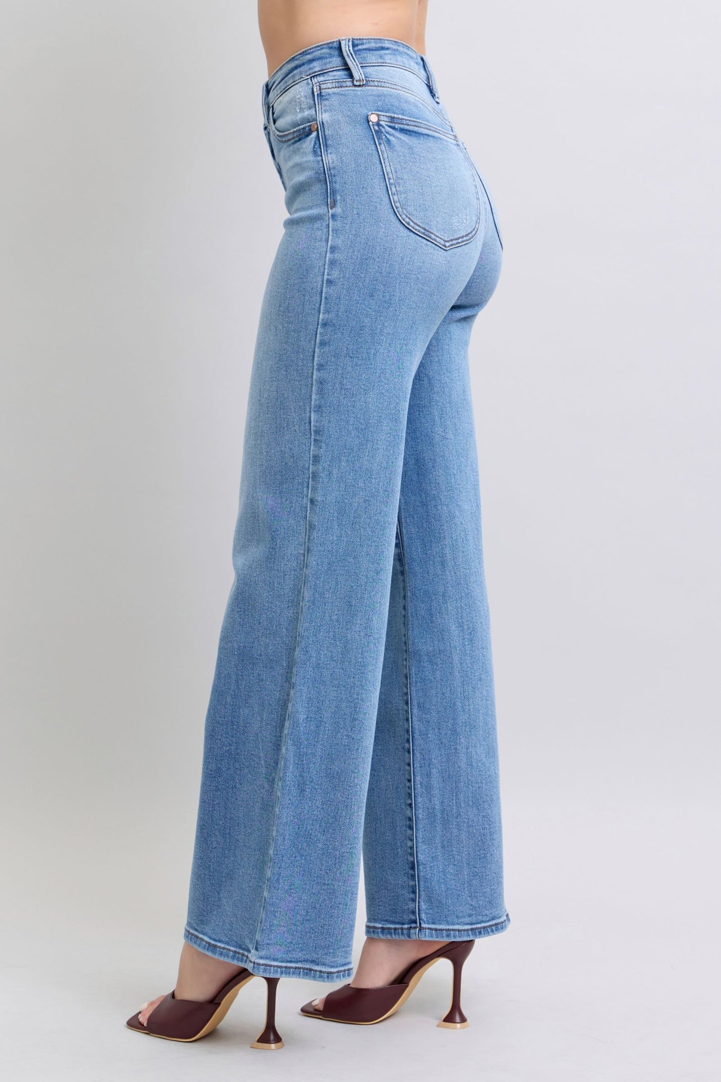 Judy Blue Women’s Full Size Wide Leg Jeans with Pockets Cotton Polyester Spandex Size 0-24W