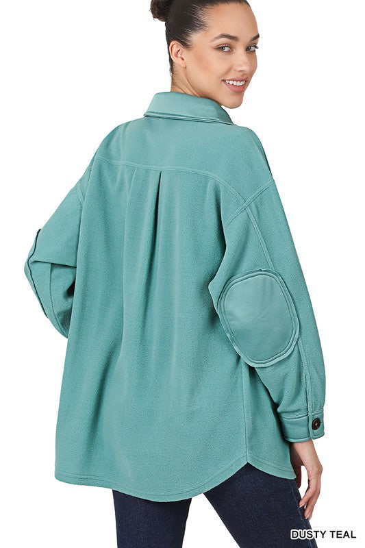 Zenana Clothing Oversized Long Sleeve Basic Fleece Shacket