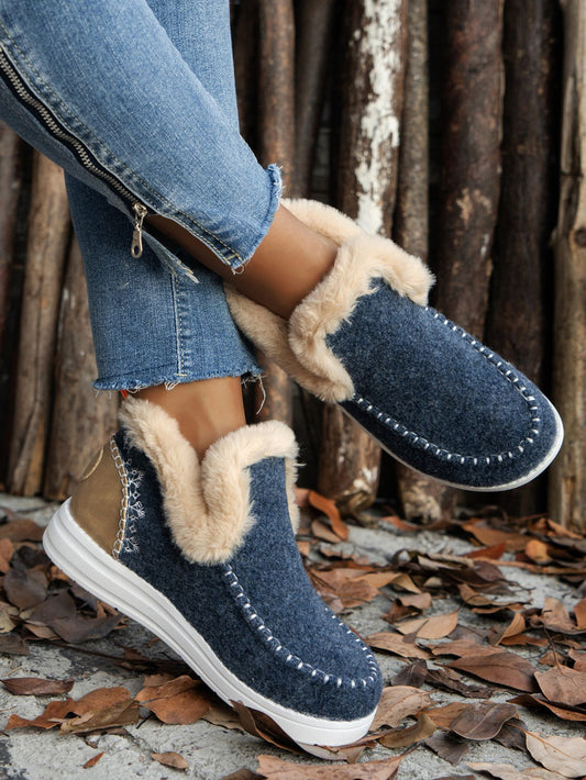Blueberi B Furry Suede Round Toe Flat Sneakers Faux Fur Suede Rubber Size 5-11