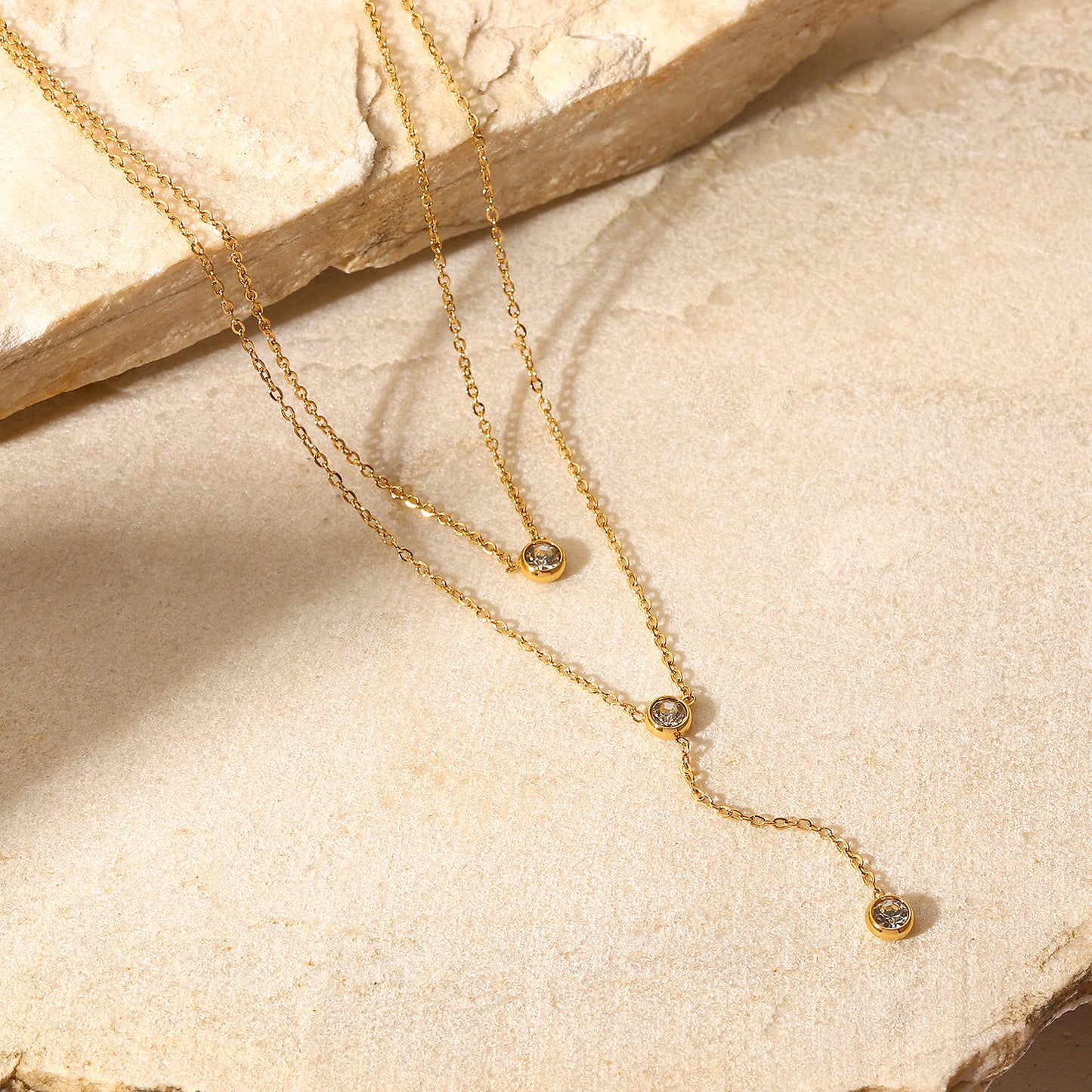 Women’s Stainless Steel Zircon Double-Layered Necklace