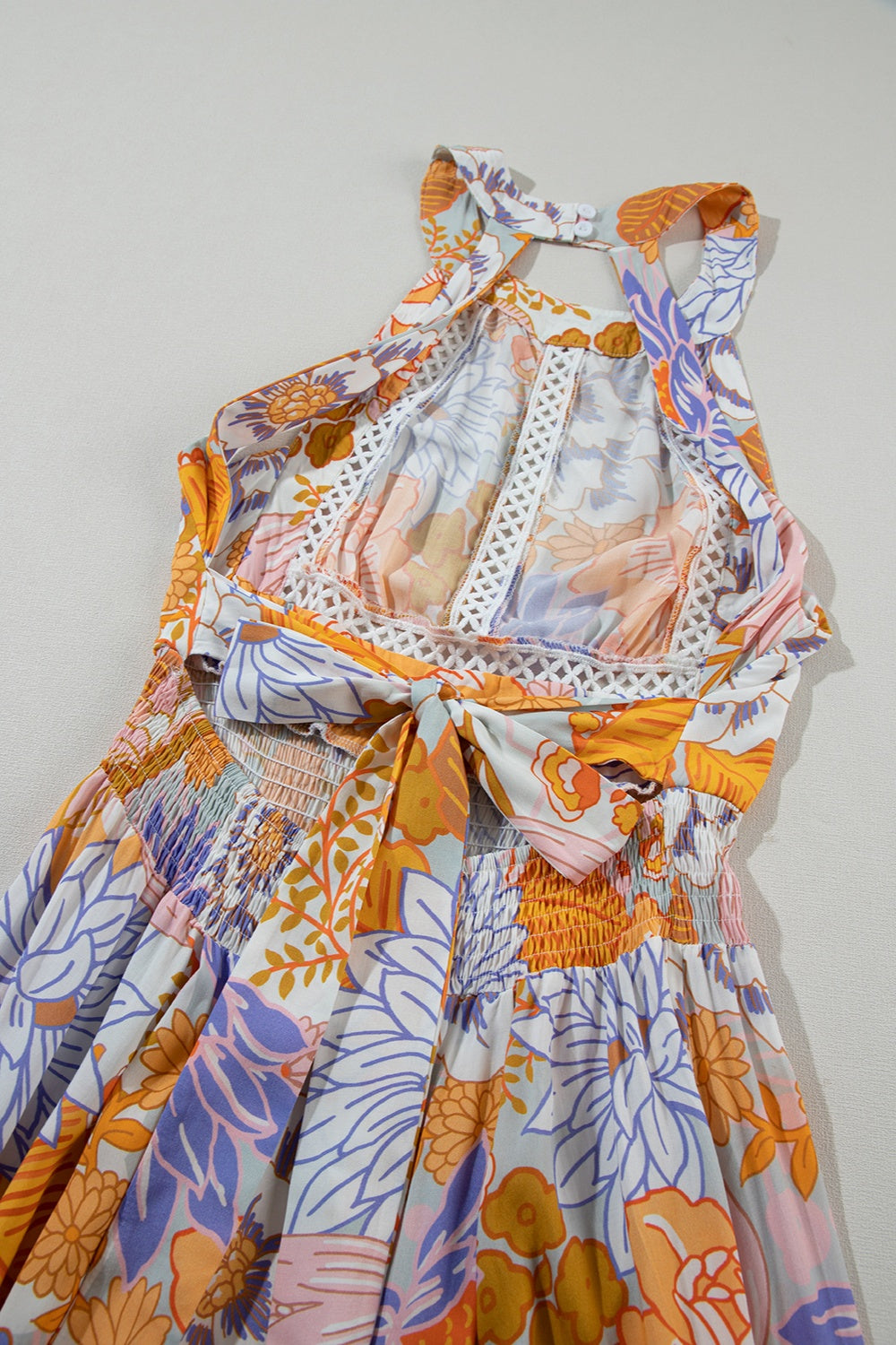 Blueberi B Women’s Tied Printed Grecian Sleeveless Maxi Dress Viscose Size S-XL