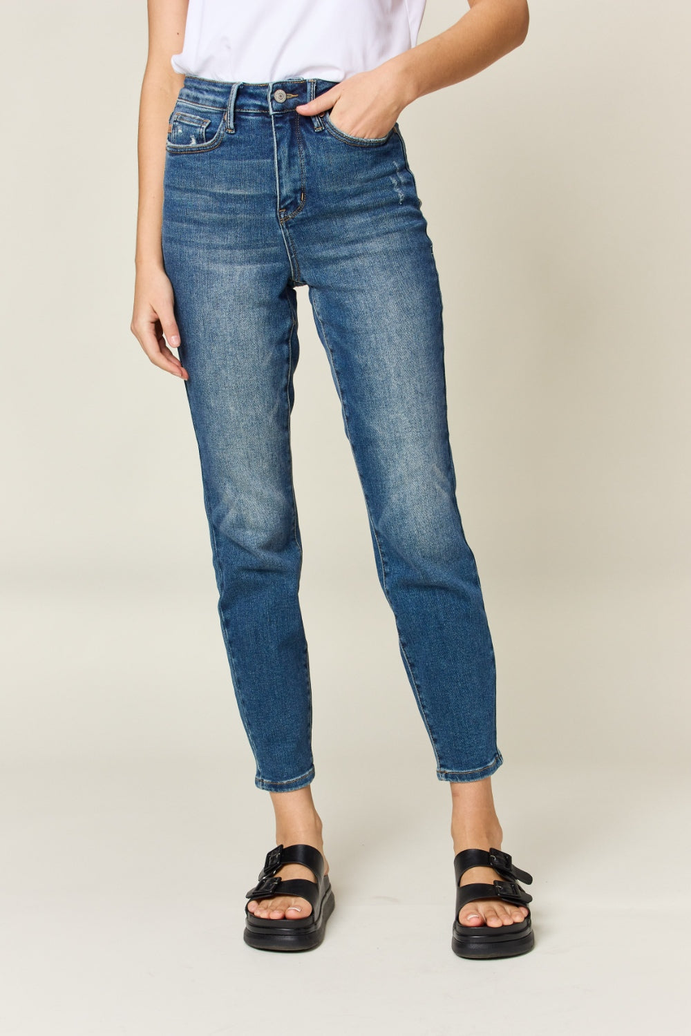 Judy Blue Women’s Full Size Tummy Control High Waist Slim Jeans Cotton Polyester Spandex Size S-24W