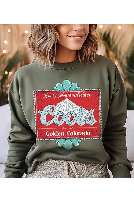 Rocky Mountain Women’s Water Coors Colorado Long Sleeve Graphic Sweatshirt Cotton Polyester Size S-XL