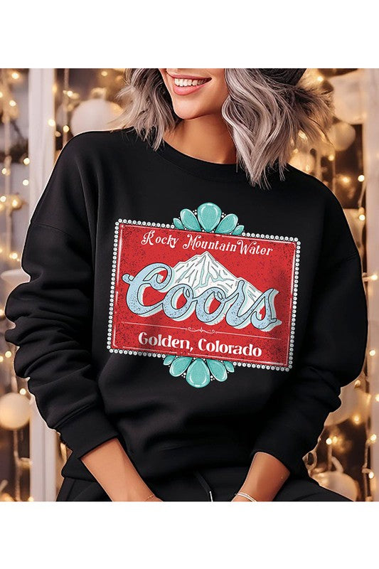 Rocky Mountain Women’s Water Coors Colorado Long Sleeve Graphic Sweatshirt Cotton Polyester Size S-XL