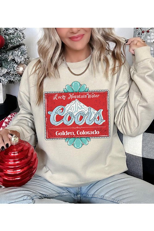 Rocky Mountain Women’s Water Coors Colorado Long Sleeve Graphic Sweatshirt Cotton Polyester Size S-XL
