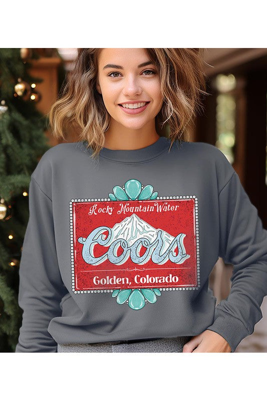 Rocky Mountain Women’s Water Coors Colorado Long Sleeve Graphic Sweatshirt Cotton Polyester Size S-XL