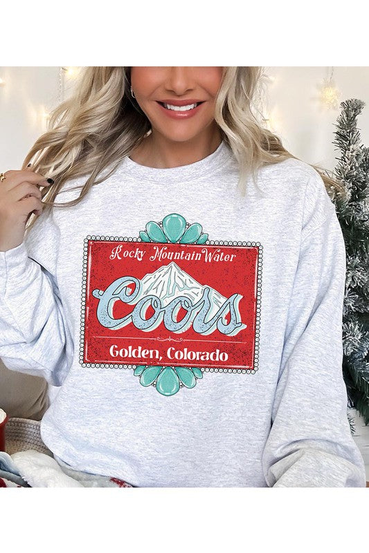 Rocky Mountain Women’s Water Coors Colorado Long Sleeve Graphic Sweatshirt Cotton Polyester Size S-XL