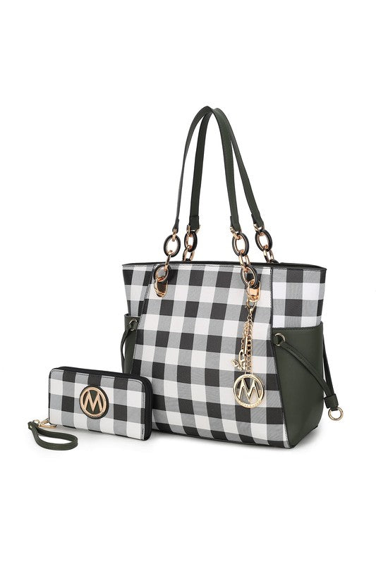 MKF Collection Yale Checkered Tote Bag with Wallet by Mia K