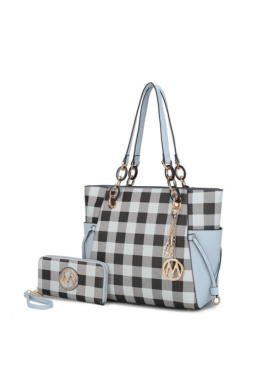 MKF Collection Yale Checkered Tote Bag with Wallet by Mia K