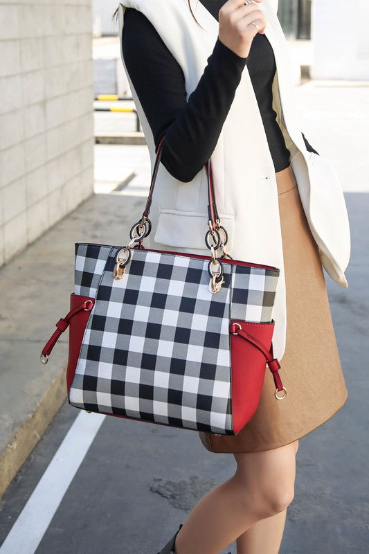 MKF Collection Yale Checkered Tote Bag with Wallet by Mia K