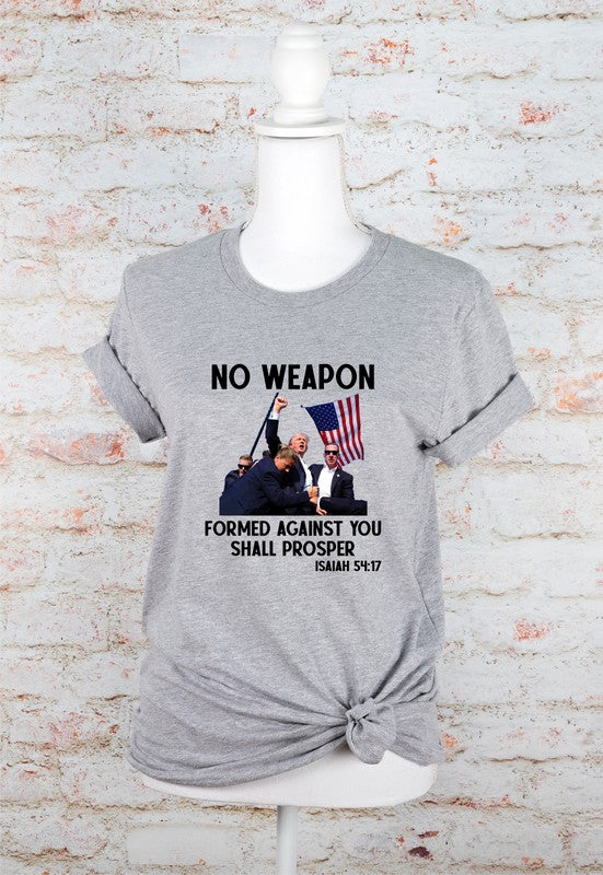 Women’s No Weapon Formed Against You Trump Graphic Tee Cotton Sizes XS-XL