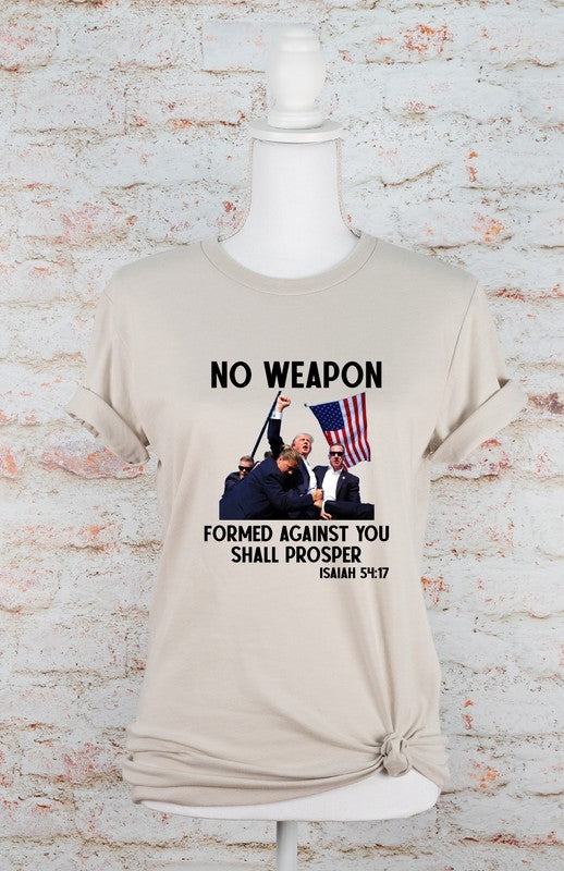 Women’s No Weapon Formed Against You Trump Graphic Tee Cotton Sizes XS-XL