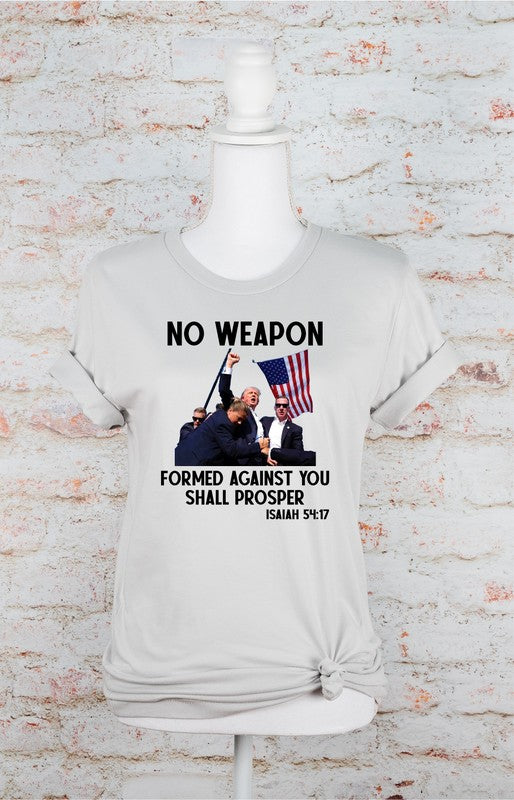 Women’s No Weapon Formed Against You Trump Graphic Tee Cotton Sizes XS-XL