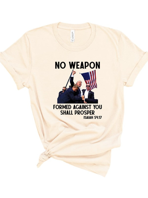 Women’s No Weapon Formed Against You Trump Graphic Tee Cotton Sizes XS-XL