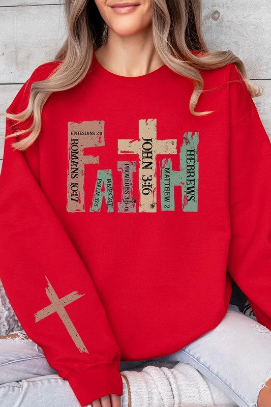 Faith Women’s Christian Graphic Fleece Sweatshirts Cotton Polyester Size S-XL