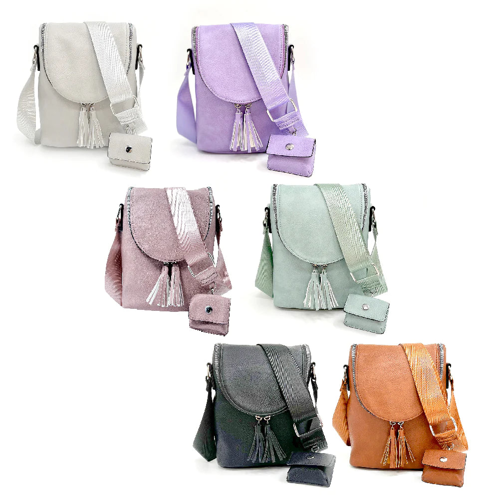 Abby Crossbody Handbag with Tassel Front Trim by K Carroll