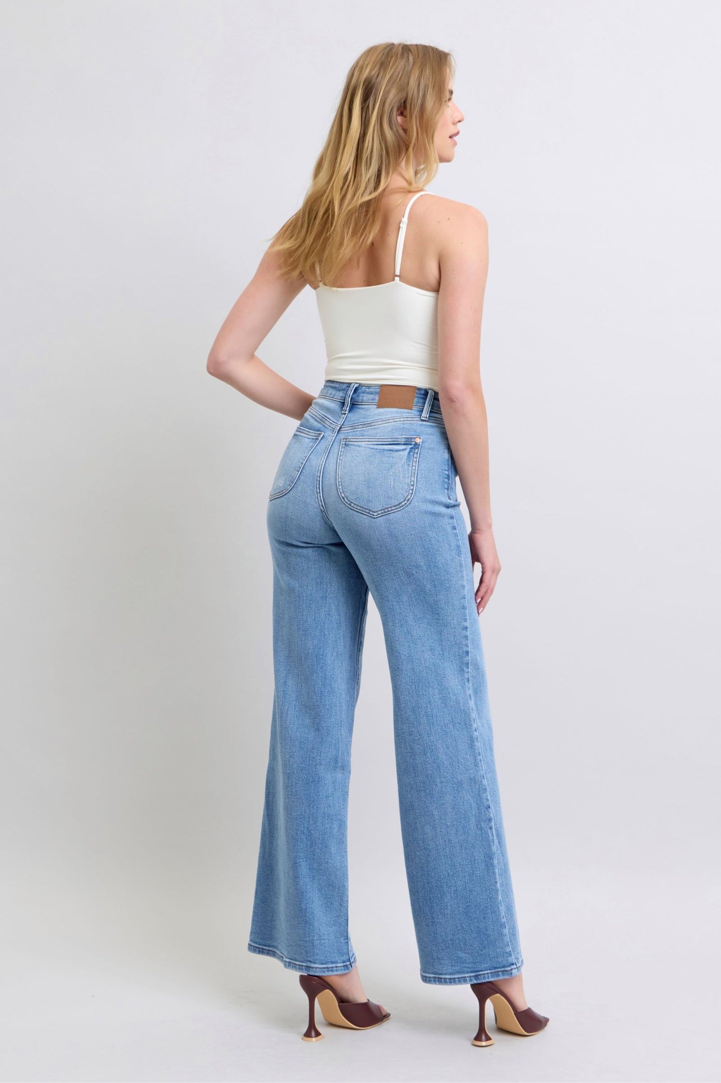 Judy Blue Women’s Full Size Wide Leg Jeans with Pockets Cotton Polyester Spandex Size 0-24W