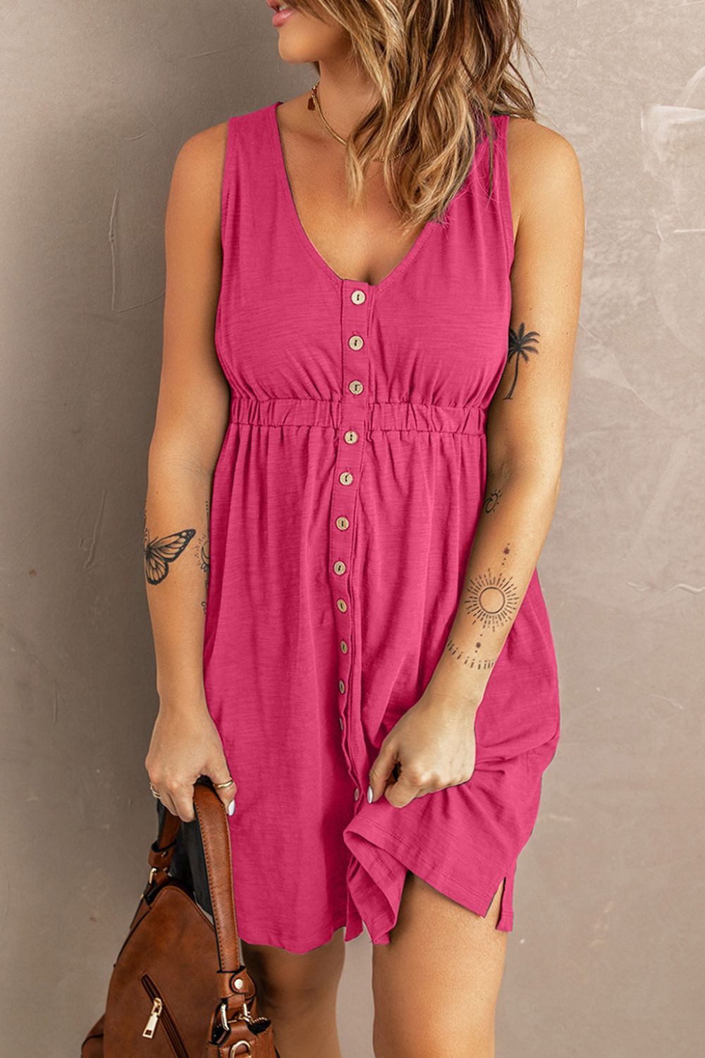 Blueberi B Women’s Sleeveless Button Down Mini Magic Dress Polyester Spandex Size S-2XL