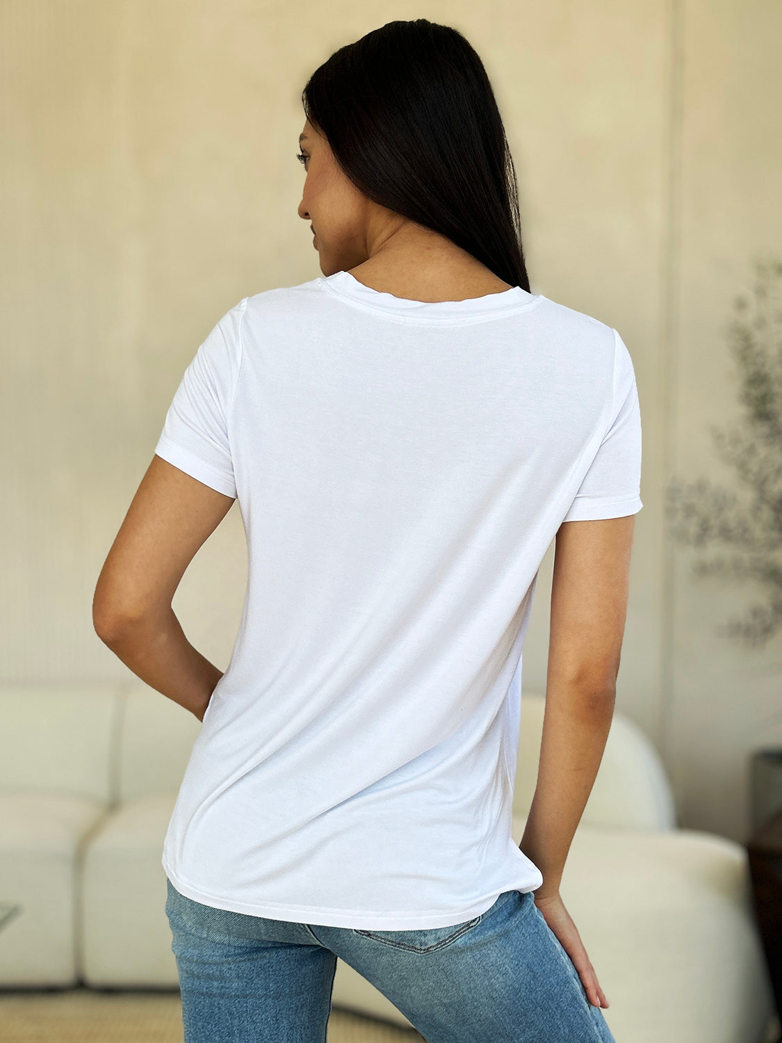 Basic Bae Women’s Full Size Round Neck Short Sleeve T-Shirt Rayon Spandex Size S-3XL