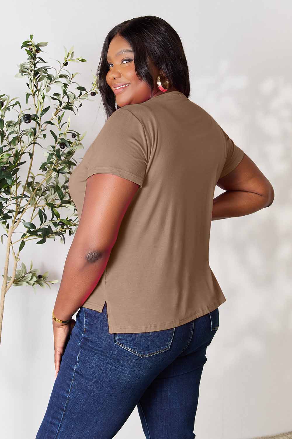 Basic Bae Women’s Full Size Round Neck Short Sleeve T-Shirt Rayon Spandex Size S-3XL