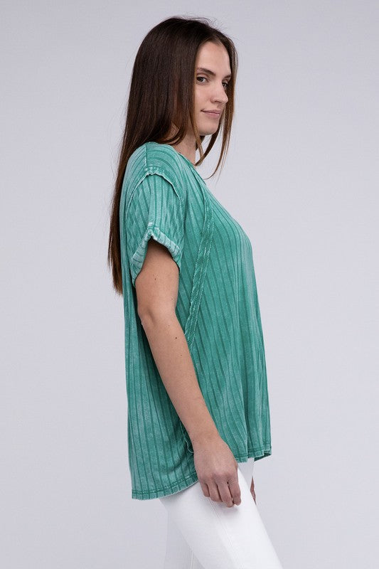 Zenana Women’s Ribbed Raglan Dolman Sleeve Boat-Neck Top Rayon Spandex Size S/M L/XL
