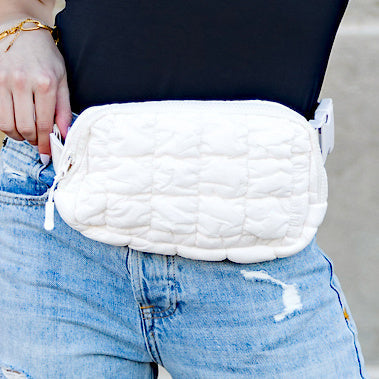 Anya Quilted Nylon Puffer Sling Crossbody Fanny Bag