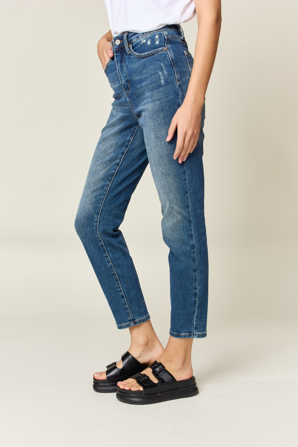 Judy Blue Women’s Full Size Tummy Control High Waist Slim Jeans Cotton Polyester Spandex Size S-24W
