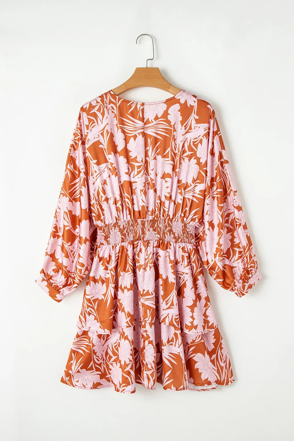 Blueberi B Women’s Smocked Printed Long Sleeve Mini Dress Polyester S-XL