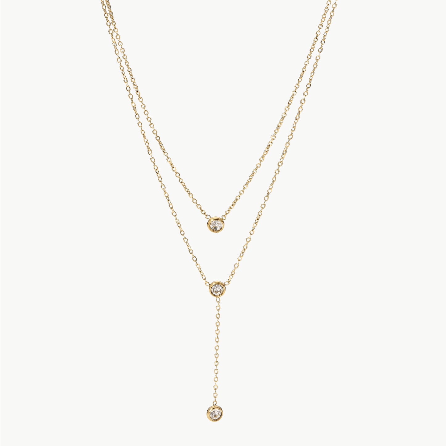 Women’s Stainless Steel Zircon Double-Layered Necklace