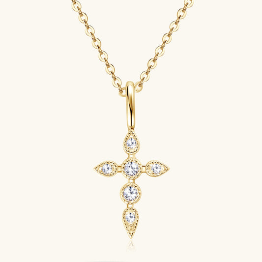 Women's 925 Sterling Silver Moissanite Cross Pendant Necklace