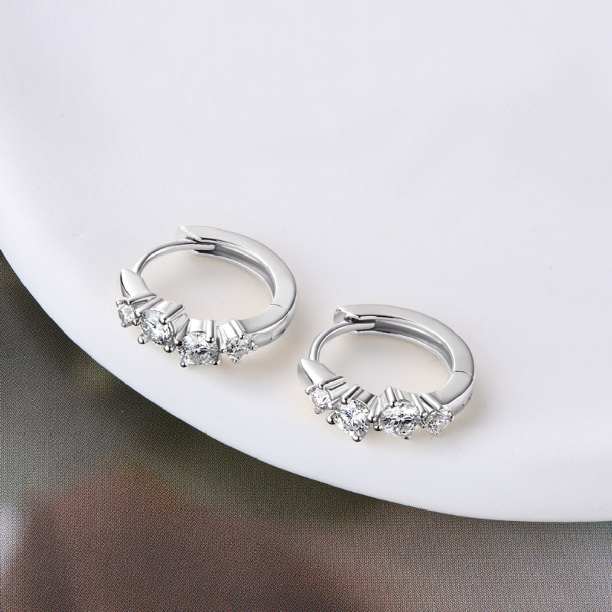 Women’s 925 Sterling Silver Moissanite Huggie Earrings