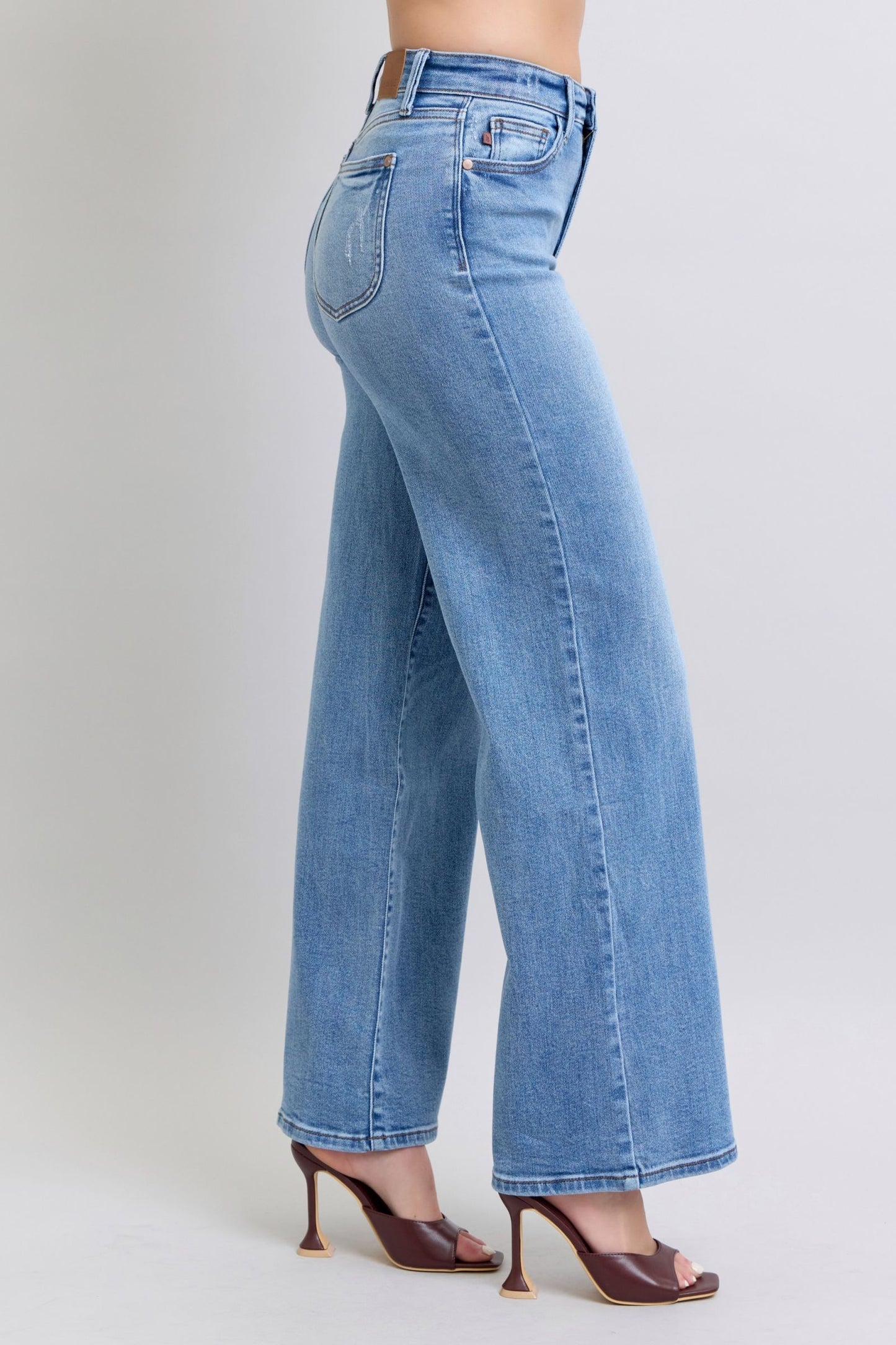 Judy Blue Women’s Full Size Wide Leg Jeans with Pockets Cotton Polyester Spandex Size 0-24W