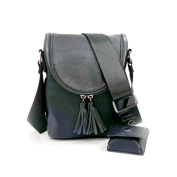 Abby Crossbody Handbag with Tassel Front Trim by K Carroll
