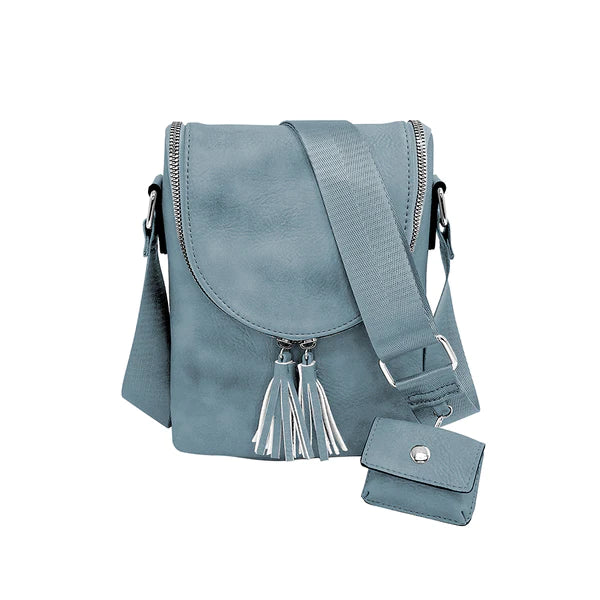 Abby Crossbody Handbag with Tassel Front Trim by K Carroll
