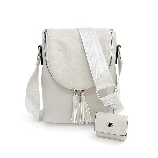 Abby Crossbody Handbag with Tassel Front Trim by K Carroll